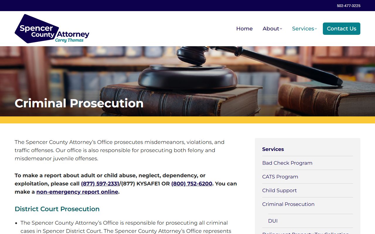 Spencer County criminal court records criminal prosecution page