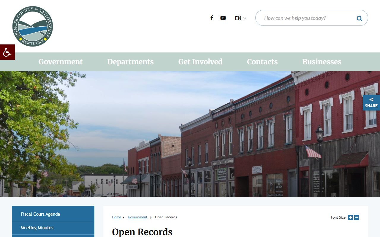 Spencer County open records request details for public records