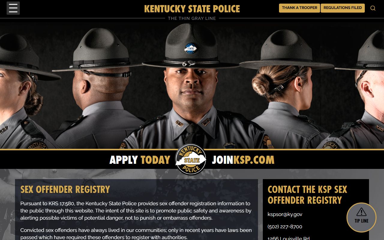Spencer County inmate records Kentucky State Police sex offender registry