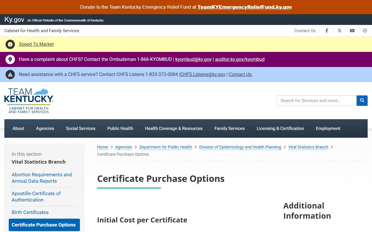 Spencer County marriage and divorce records Kentucky certificate purchase options